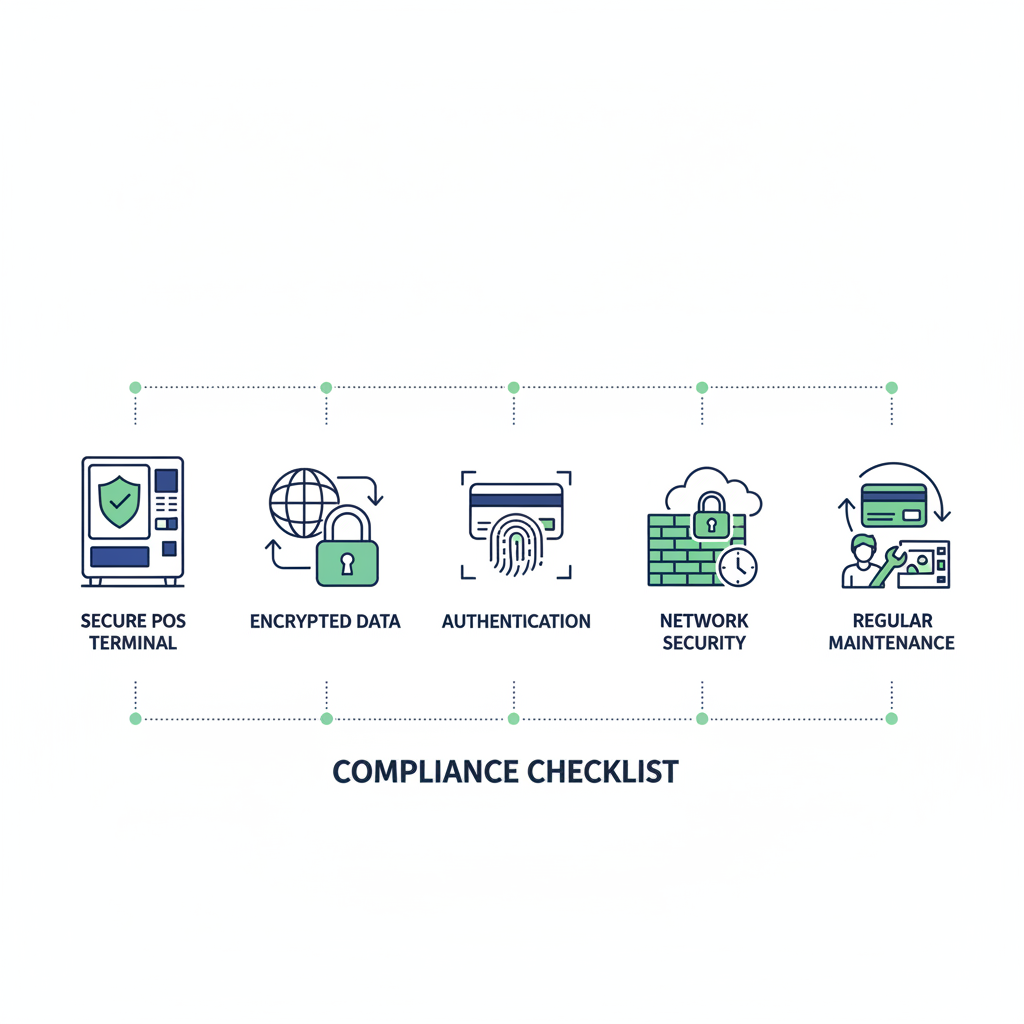 compliance checklist icons secure vending POS terminal