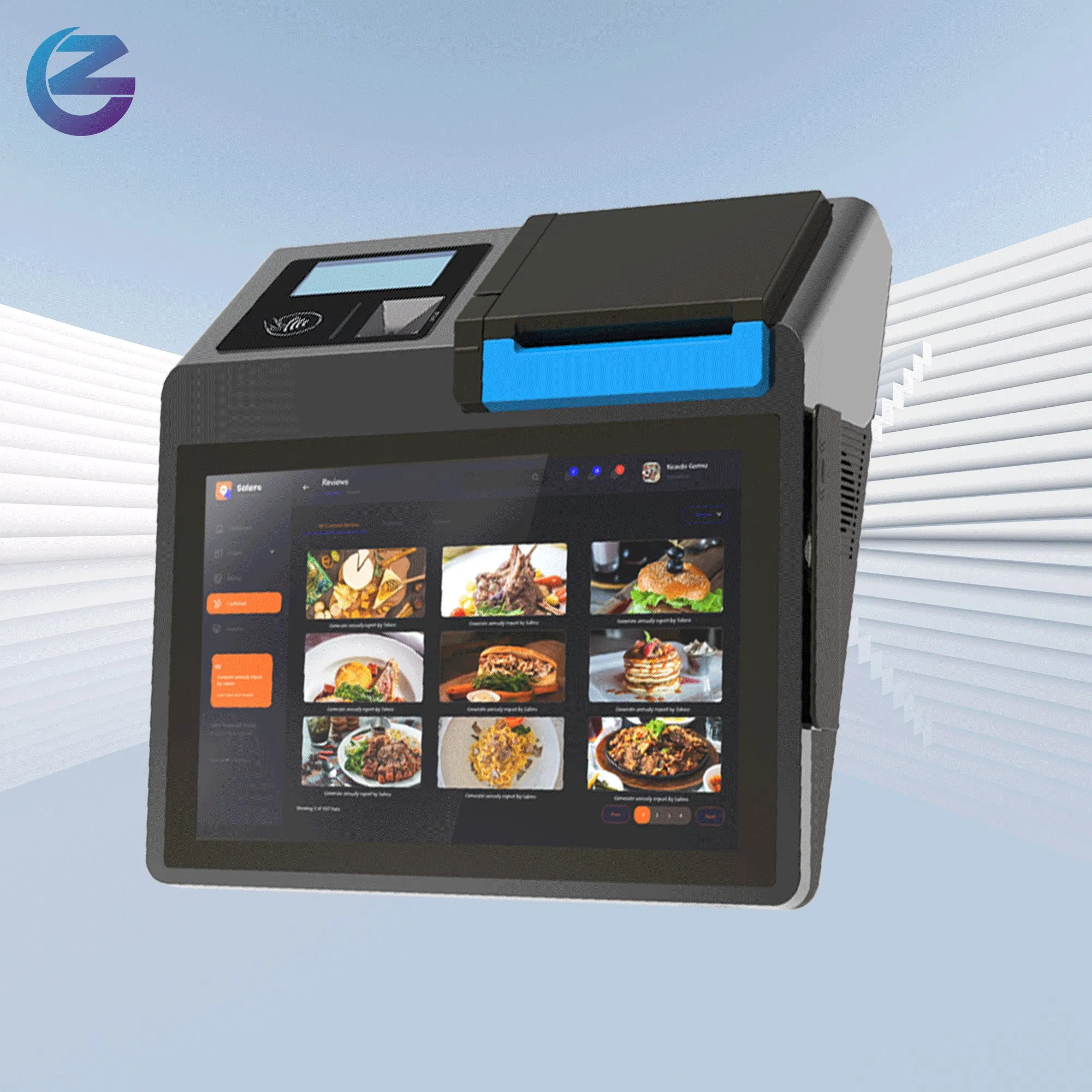 Sleek offline USDC and Lightning POS terminal in bustling retail shop accepting NFC tap crypto payments